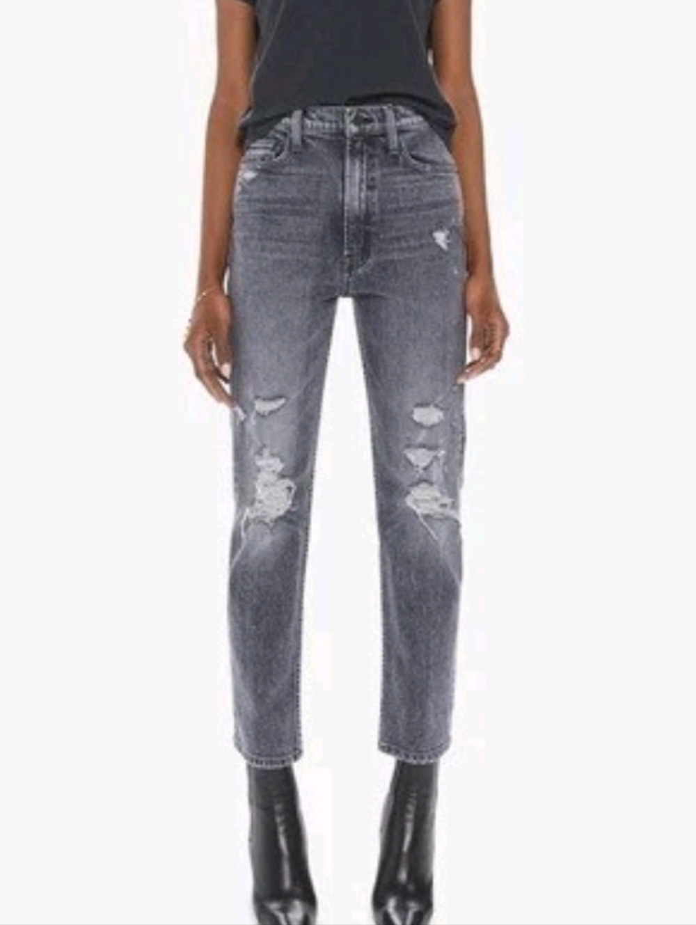 Mother Superior high waisted rider ankle washed black straight jeans Size 25